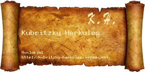 Kubritzky Herkules névjegykártya